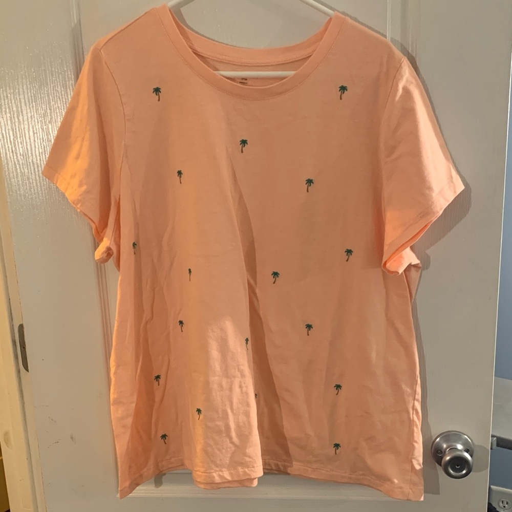 Lane Bryant Peach Short Sleeve Tee with Palm Tree Design